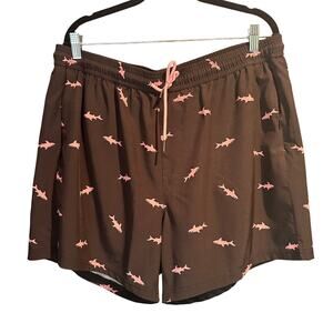 Surf Cuz Size XXL Swimming Tunks Navy with Pink Shark Print Pockets Lined